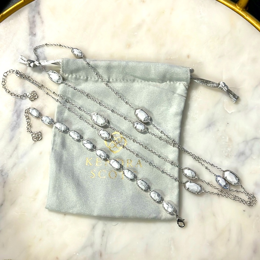KS PROTOTYPE NECKLACE AND BRACELET SET IN SILVER AND WHITE HOWLITE